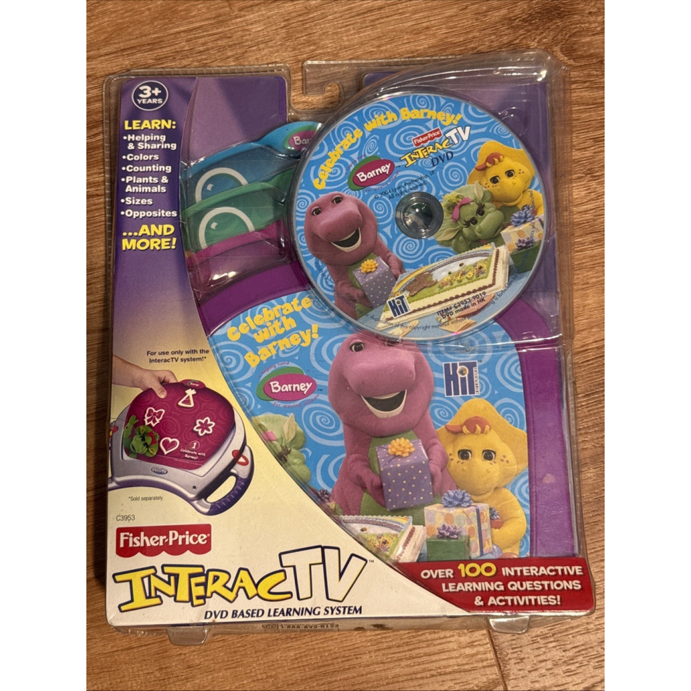 Vintage Fisher Price InteracTV Celebrate With Barney DVD- NEW KIDS LEARNING TOY